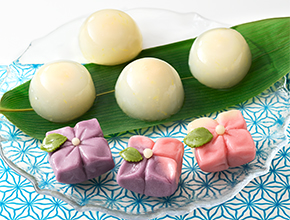 紫陽花/檸檬の水まんじゅう