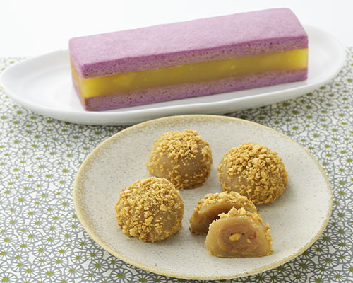 和菓子：紫芋と栗の蒸しかすてら/落花生餅