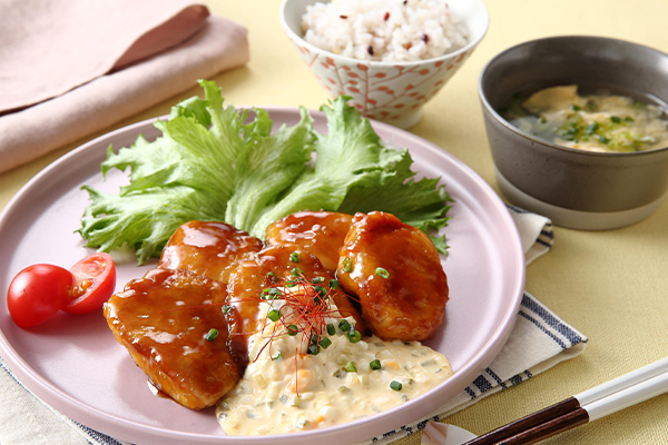 甘辛チキン南蛮＆十六雑穀米入りご飯＆卵スープ