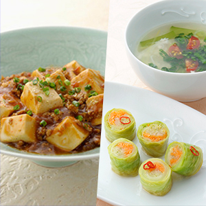 麻婆豆腐/ラーパーツァイ/ささ身とトマトのスープ