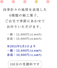 ホームメイドクッキング 和の心 細工菓子 のご案内